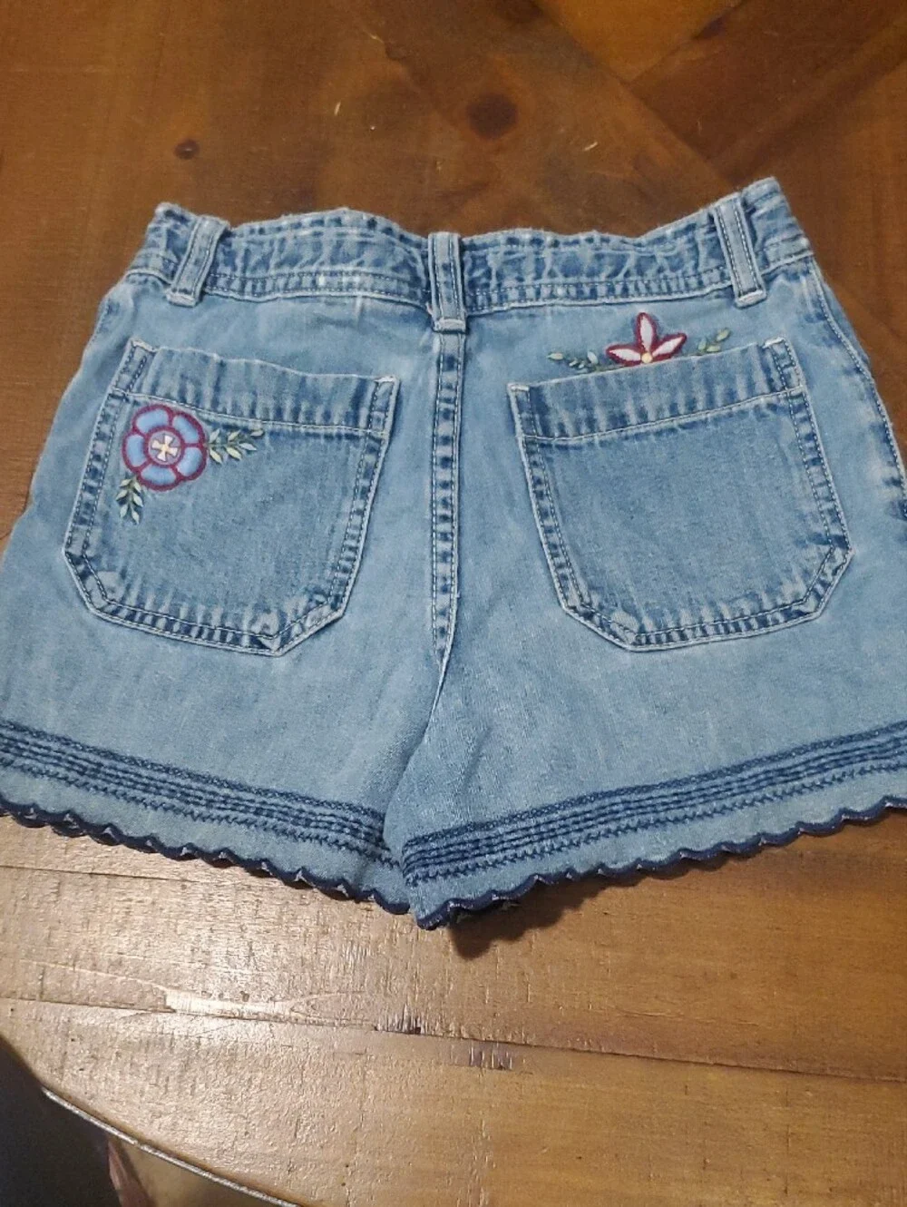 GAP Light Blue Denim Shorts with Embroidered Flowers